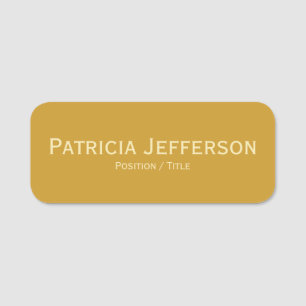 Elegant Fashion Style Mustard Yellow: Professional Name Tag