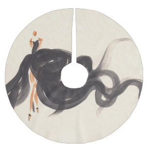 Elegant Fashion: Watercolor Lady Brushed Polyester Tree Skirt