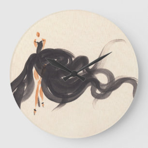 Elegant Fashion: Watercolor Lady Large Clock