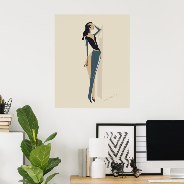 Elegant Fashion Woman Illustration – Minimalist  Poster (Home Office)