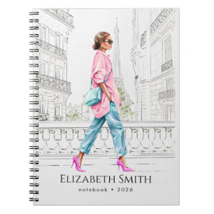 Elegant Fashion Woman Walking  Notebook