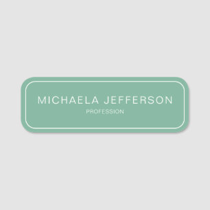 Elegant Fashionable Mint Green Modern Professional Name Tag