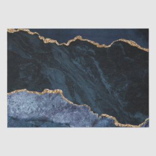 Elegant Fashionable Navy Blue Gold Glitter Marble Tissue Paper
