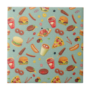 Elegant Fast Food Pattern Ceramic Tile