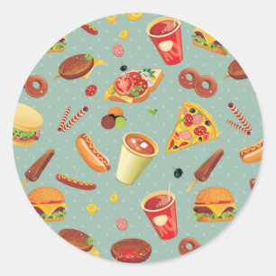 Elegant Fast Food Pattern Classic Round Sticker