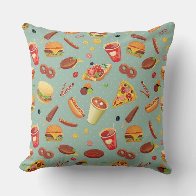 Elegant Fast Food Pattern Cushion (Front)