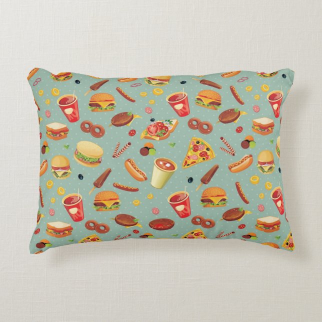 Elegant Fast Food Pattern Decorative Cushion (Front)