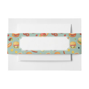 Elegant Fast Food Pattern Invitation Belly Band