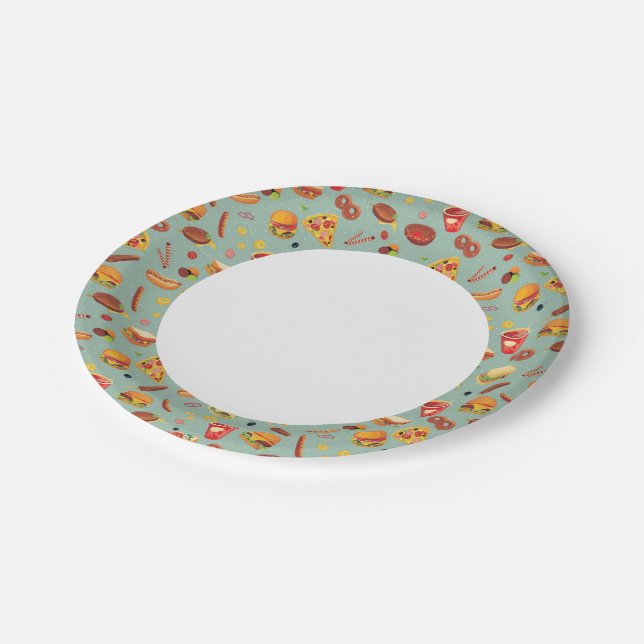 Elegant Fast Food Pattern Paper Plate (Angled)
