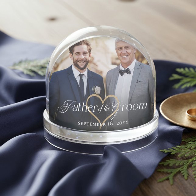 Elegant Father of the Groom Photo Memory Keepsake Snowglobe (Elegant Father of the Groom Photo Memory Keepsake Snow Globe)
