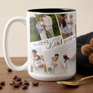 Elegant Fathers Day Best Dad Ever Photo Collage Two-Tone Coffee Mug