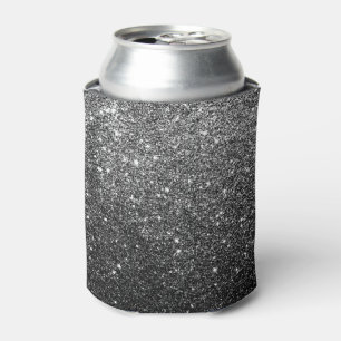 Elegant Faux Black Glitter Can Cooler