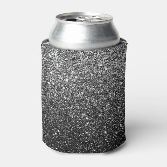 Elegant Faux Black Glitter Can Cooler (Can Front)