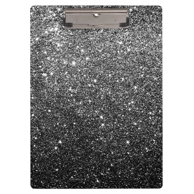 Elegant Faux Black Glitter Clipboard (Front)