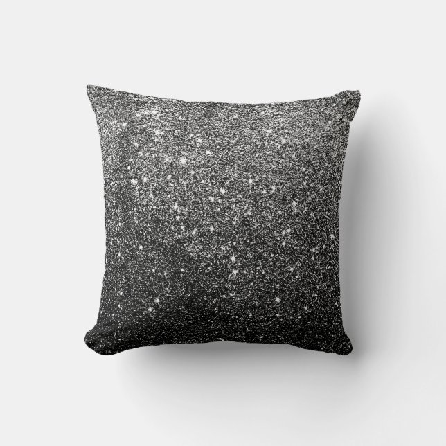 Elegant Faux Black Glitter Cushion (Front)