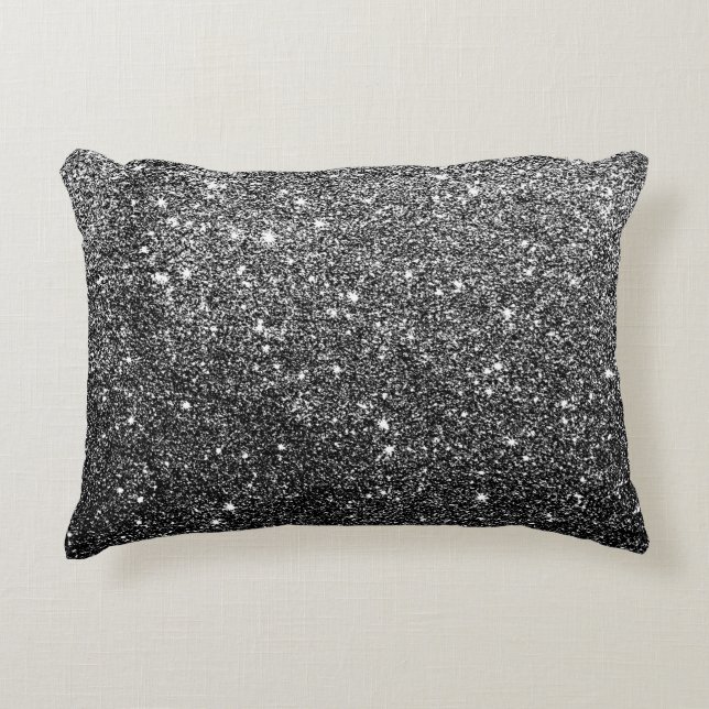 Elegant Faux Black Glitter Decorative Cushion (Front)