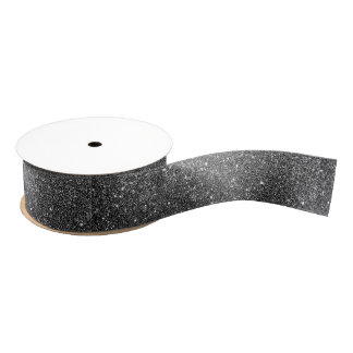 Elegant Faux Black Glitter Grosgrain Ribbon