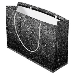 Elegant Faux Black Glitter Large Gift Bag