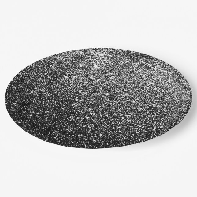 Elegant Faux Black Glitter Paper Plate (Angled)