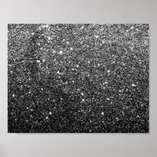 Elegant Faux Black Glitter Poster