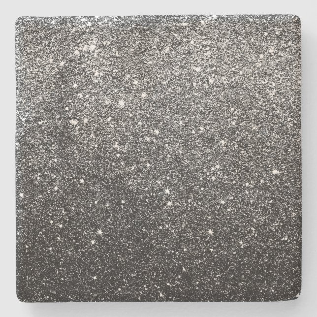 Elegant Faux Black Glitter Stone Coaster (Front)