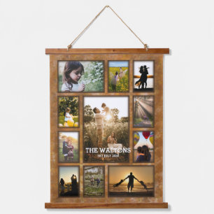 Elegant Faux Bronze Frame Photo Collage Wood Hanging Tapestry