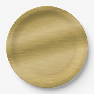 Elegant Faux Brushed Gold Artwork Paper Plate