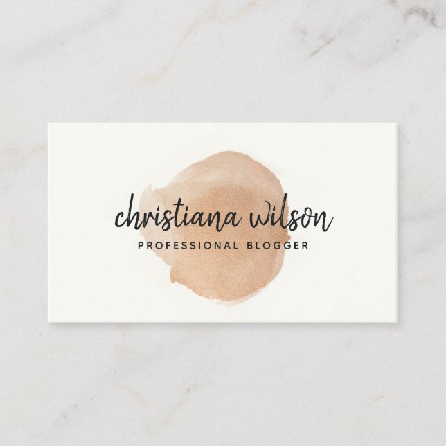 ELEGANT FAUX COPPER BLACK BRUSH STROKE CALLIGRAPHY BUSINESS CARD (Front)