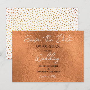 Elegant Faux Copper Metallic Texture Wedding Save The Date