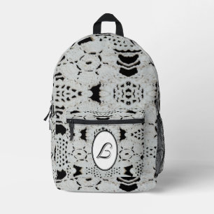Elegant Faux-Crocheted Monogrammed Printed Backpack