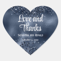 Elegant Faux Dark Blue Glitter and Foil Wedding