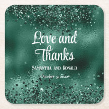 Elegant Faux Dark Green Glitter and Foil Wedding