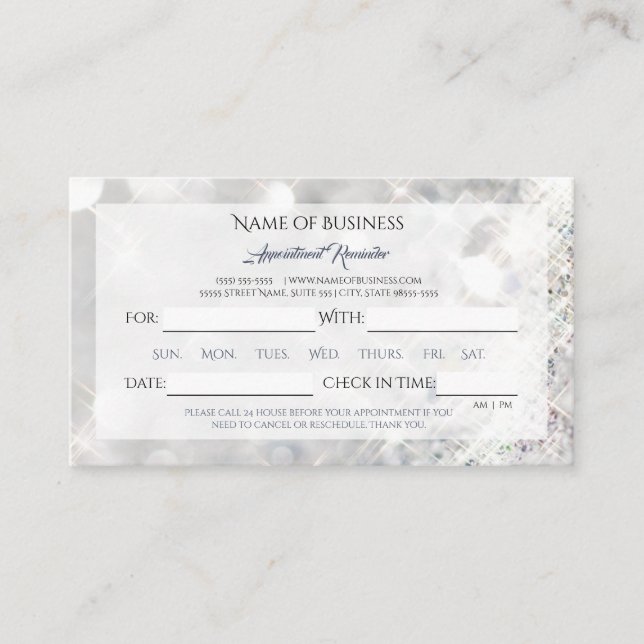 Elegant FAUX Diamond Glitter Sparkle Appointment (Front)