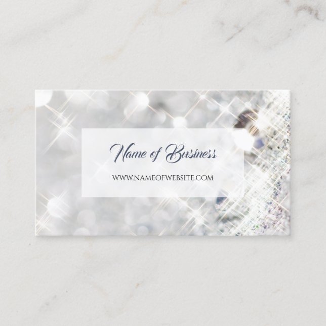 Elegant FAUX Diamond White Glitter Sparkle Business Card (Front)