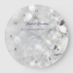Elegant FAUX Diamond White Glitter Sparkle Large Clock