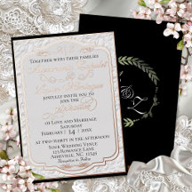 Elegant Faux Embossed Calligraphy - White/Black