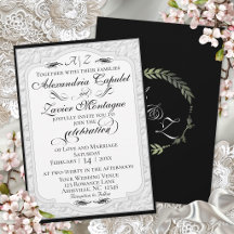 Elegant Faux Embossed Calligraphy - White/Black
