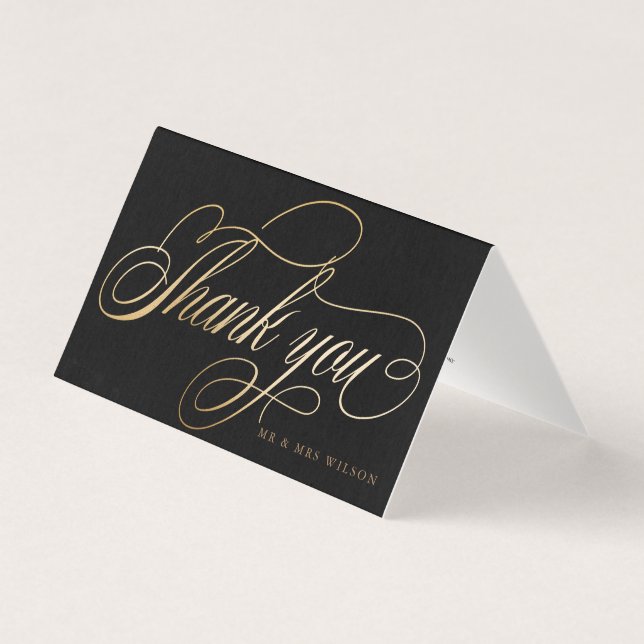 Elegant Faux Foil Calligraphy Thank You Card (Front)