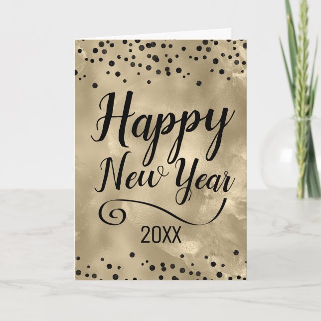 Elegant Faux Foil Happy New Year Holiday Card (Front)