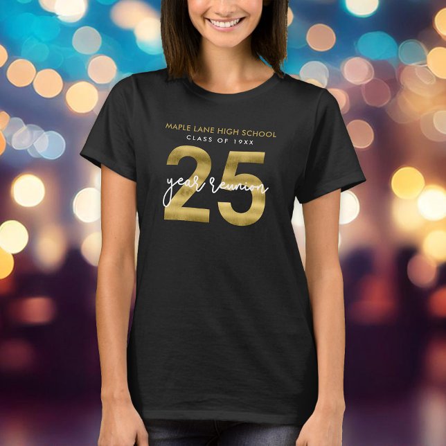 Elegant Faux Gold 25 Year Class Reunion T-Shirt (Creator Uploaded)