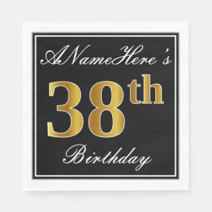 Elegant, Faux Gold 38th Birthday + Custom Name Napkin