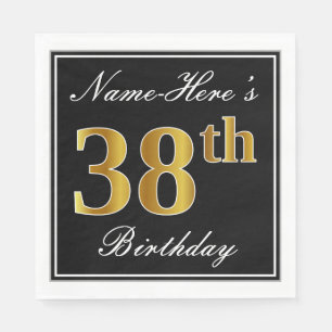 Elegant, Faux Gold 38th Birthday + Custom Name Napkin