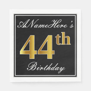 Elegant, Faux Gold 44th Birthday + Custom Name Napkin