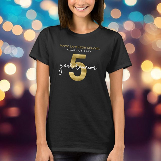 Elegant Faux Gold 5 Year Class Reunion T-Shirt (Creator Uploaded)