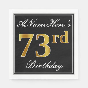 Elegant, Faux Gold 73rd Birthday + Custom Name Napkin