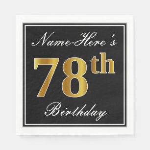 Elegant, Faux Gold 78th Birthday + Custom Name Napkin