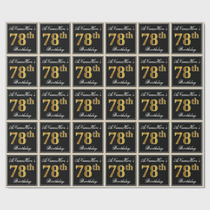 Elegant, Faux Gold 78th Birthday + Custom Name Wrapping Paper