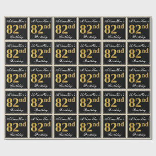 Elegant, Faux Gold 82nd Birthday + Custom Name Wrapping Paper
