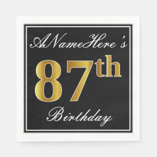 Elegant, Faux Gold 87th Birthday + Custom Name Napkin