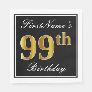 Elegant, Faux Gold 99th Birthday + Custom Name Napkin